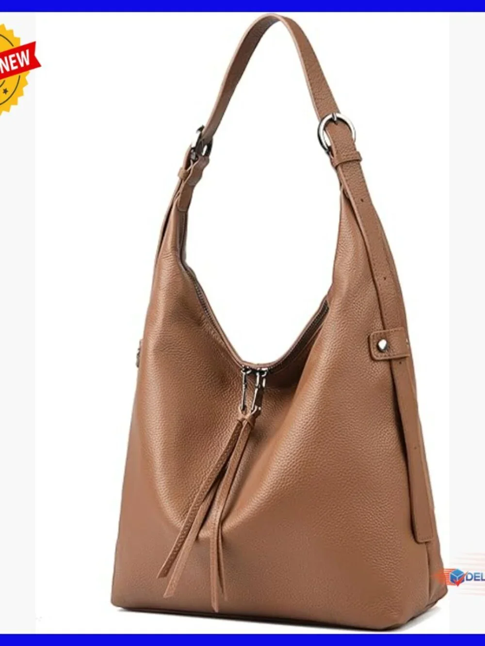Genuine Leather Hobo Crossbody Shoulder Bag Medium Slouchy Tote Purse